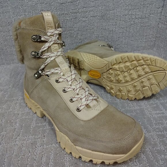 FRYE Brit Women’s Size 12 Beige Multi Suede Tumbled Goat Shearling Hiker's Boots - Picture 9 of 14
